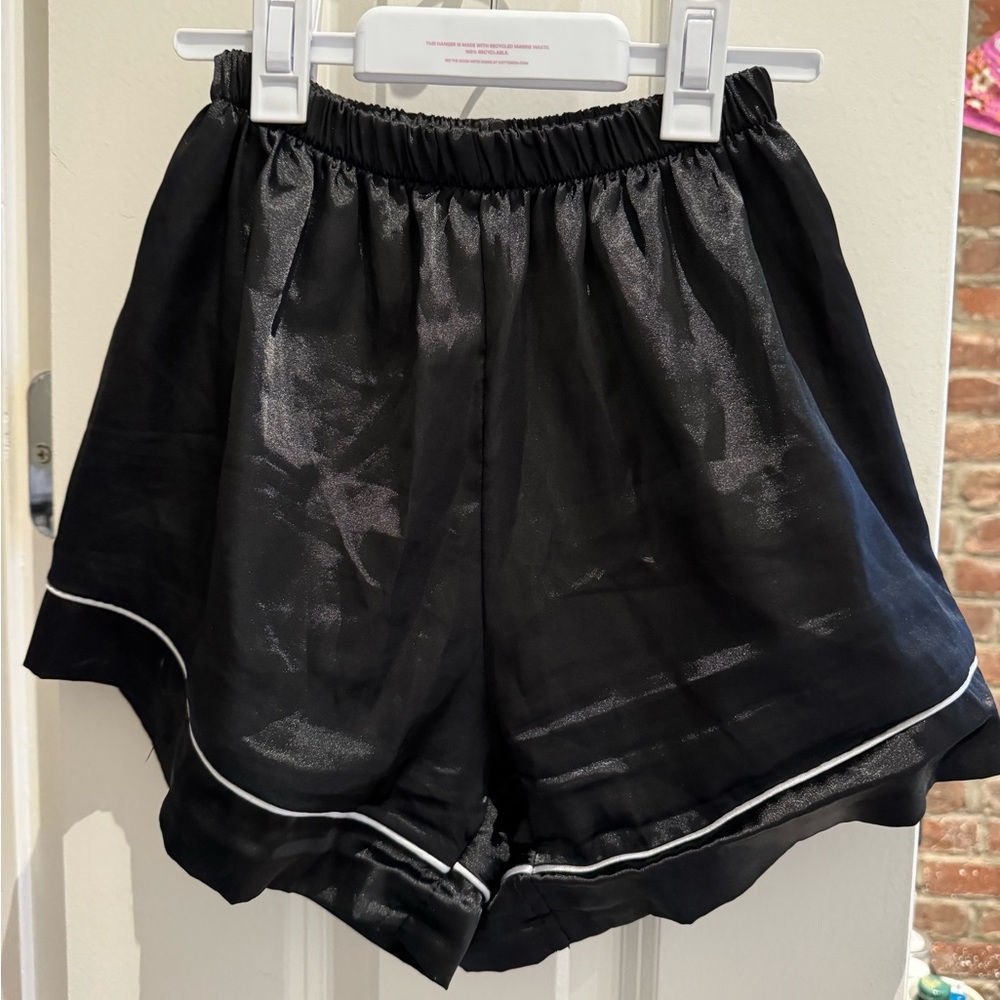 Black Satin Pajama Shorts
